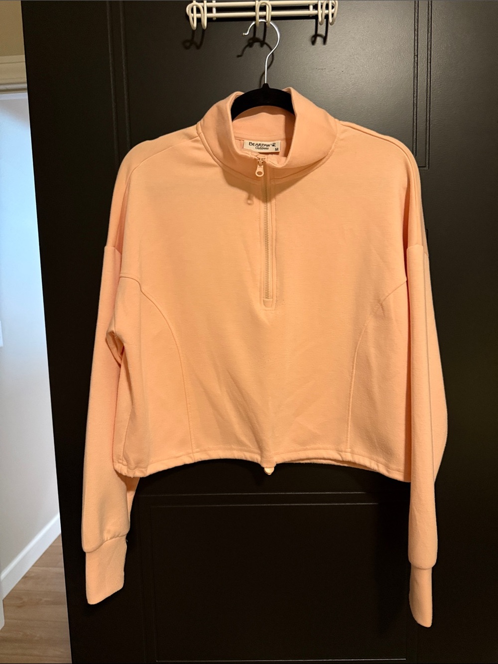 BearPaw Peach Half-Zip Cropped Sweatshirt